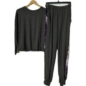 Women's 2 Piece Pajamas Long Sleeve Pajama Top Side Printed Pants